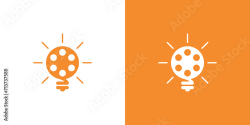 Movie and light bulb concept. vector combination of bulb and film player