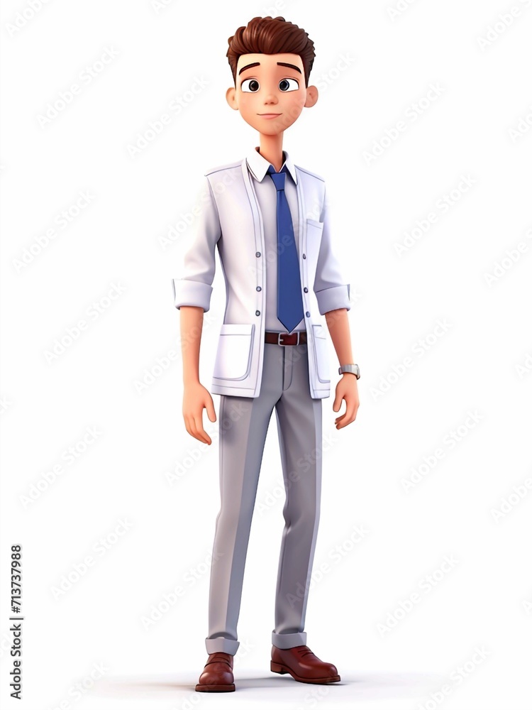 3D Illustration of a one young man work dress , Generated AI