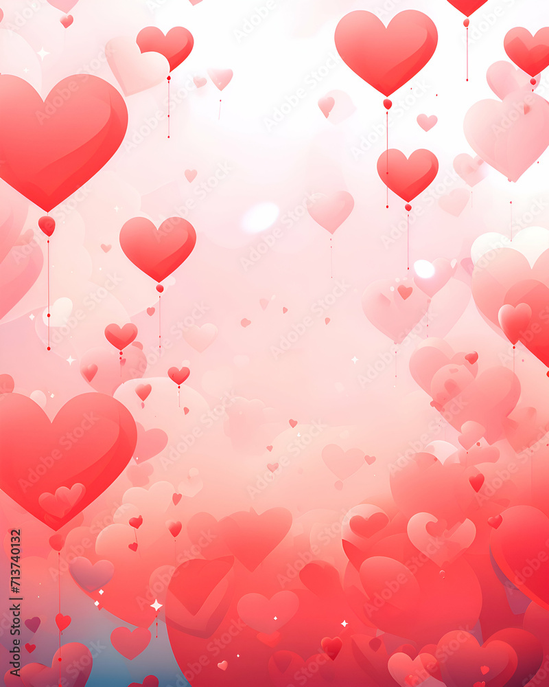 Valentine's day background with heart-shaped balloons.  illustration.