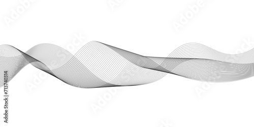 Abstract wavy grey stream element for design on transparent background isolated. frequency sound wave lines, technology, data science, business wave line background. Vector illustration.
