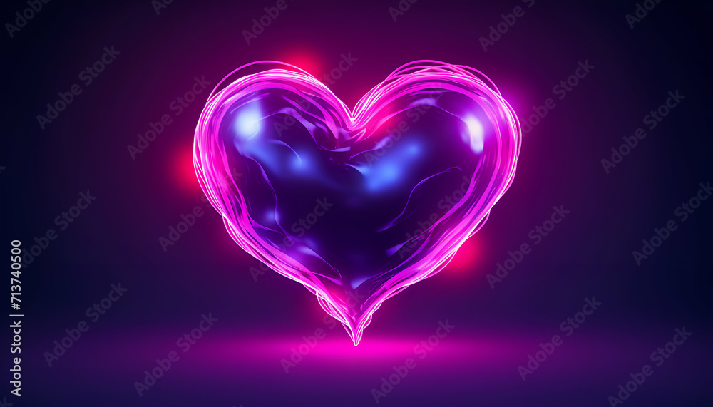 Valentine's Day background with glowing heart.  illustration.