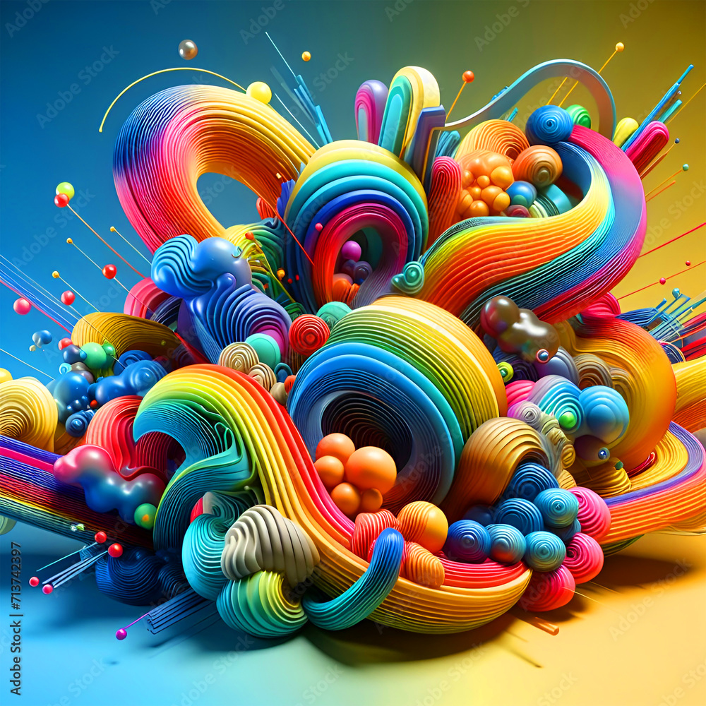 Colorful 3D Creative Graphic Background- Generative AI Colorful 3D Creative Graphic Background- Generative AI