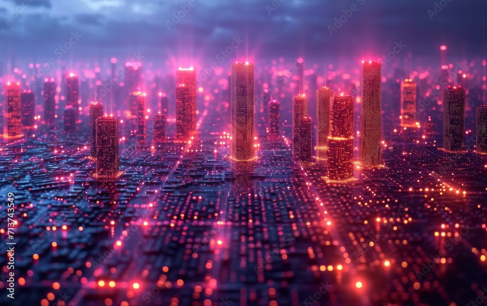 Smart city and abstract line and dot connect with gradient line design, big data connection technology concept. 