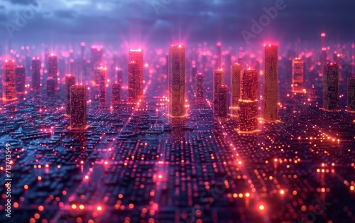 Smart city and abstract line and dot connect with gradient line design  big data connection technology concept. 