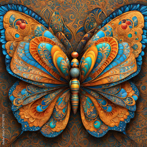 The butterfly gracefully flutters through the air, its vibrant wings captivating all who behold its beauty. As the sunlight kisses its delicate wings, a stunning patchwork of patterns and colors unfol photo