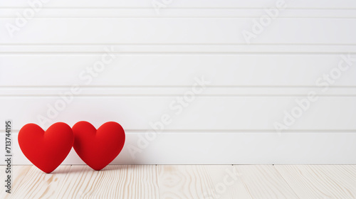 a red heart shaped object sitting on top of a cement ground, Tartan Love Valentine's hearts red  colors, wooden background, copy space, GEnerative Ai