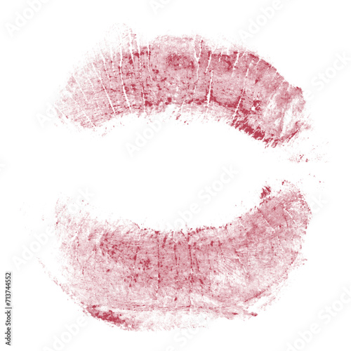 Beautiful red lips isolated on transparent background. red lipstick kiss . lips with lipstick mark on a white background. photo