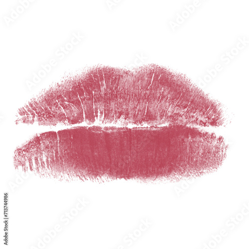 Beautiful red lips isolated on transparent background. red lipstick kiss . lips with lipstick mark on a white background.