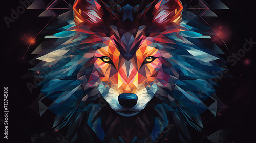 abstract wolf spirit illustration. Generative Ai 