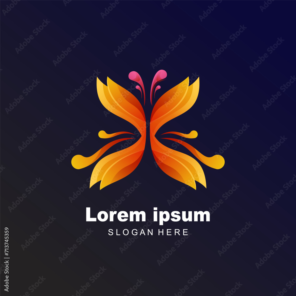 Butterfly logo with orange color gradient