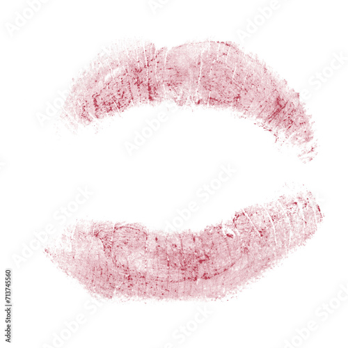 Beautiful red lips isolated on transparent background. red lipstick kiss . lips with lipstick mark on a white background.
