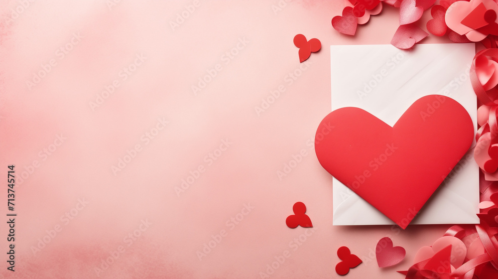 Valentine's day concept posters set. Vector illustration. 3d red and pink , Valentine's day background with red and pink hearts like balloons on pink background, flat lay,Generative Ai
