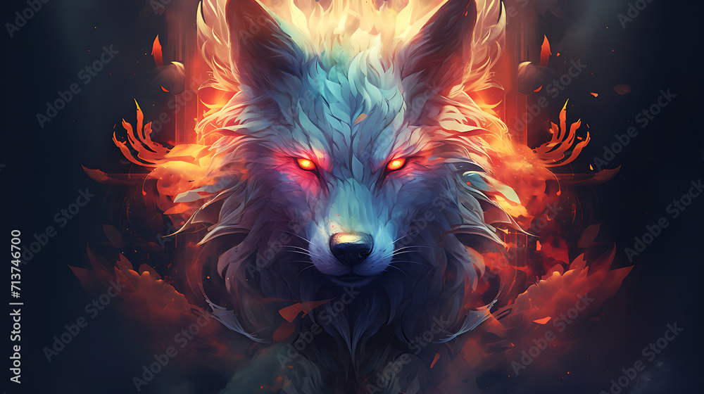 abstract wolf spirit illustration. Made with generative ai abstract wolf spirit illustration. Made with generative ai