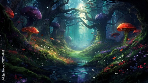 a vibrant red and lush green colors blend together, creating a dreamlike and fantastical background reminiscent of an enchanted forest, evoking a sense of magic and wonder.