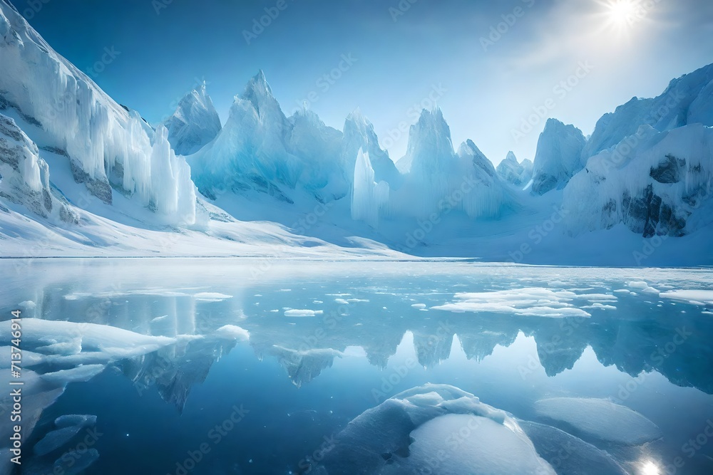 Create a captivating AI-generated image that showcases the delicate nuances of ice, set against a background elegantly blurred to perfection.

