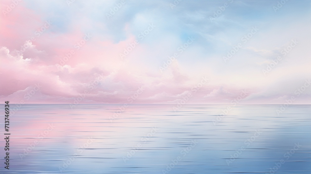a harmonious blend of pastel pink and serene blue shades, creating a visually soothing and calming atmosphere, reminiscent of a serene lake reflecting the soft hues of the sky.
