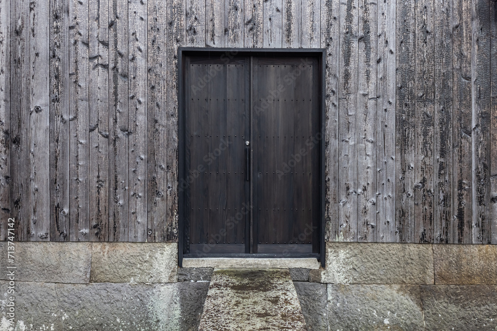 古い扉　photo of old wooden retro door