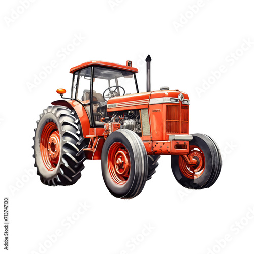 red tractor isolated