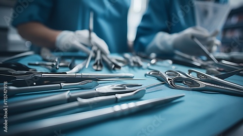 Expansive shot showcasing a surgeon's hands manipulating microsurgical instruments during a detailed procedure. photo