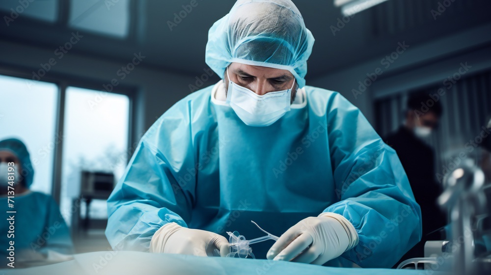 Focused surgeon operates a patient Focused surgeon operates a patient