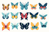 Colorful butterflies, set of butterflies