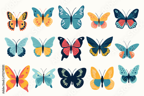Colorful butterflies  set of butterflies