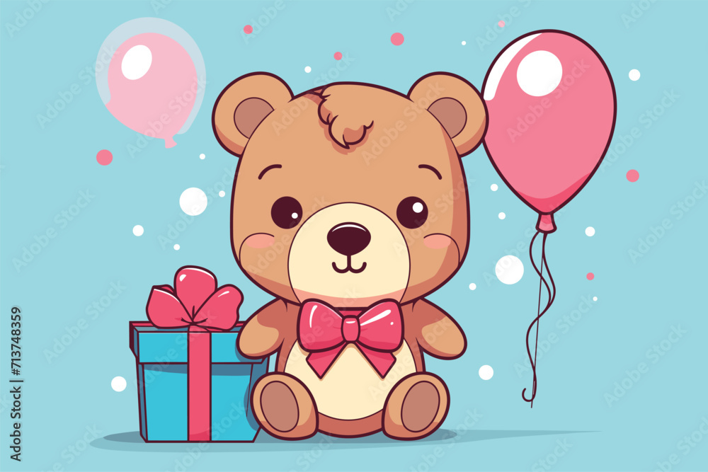 Obraz premium Teddy bear with balloons