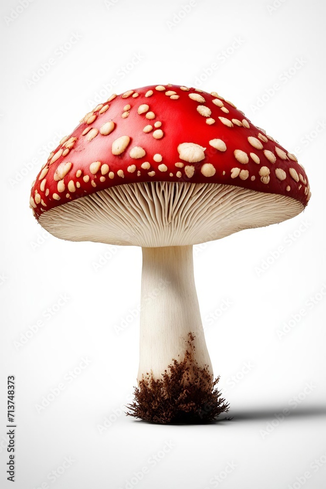 Fly agaric mushroom isolated on white background. 