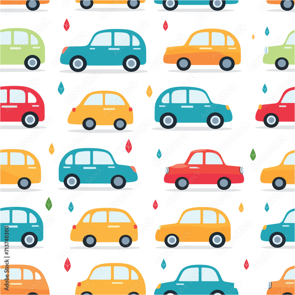 Seamless pattern with cars, cute car pattern