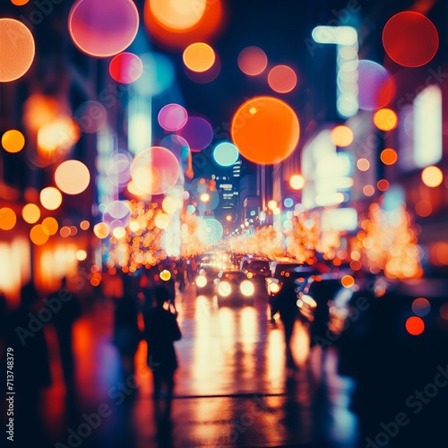 Bokeh lights in the city. Blurred abstract background.