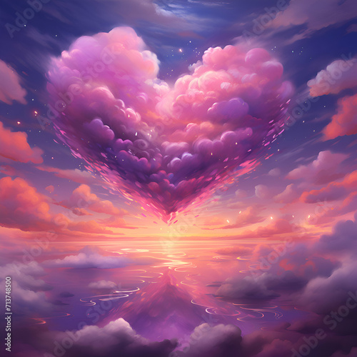 Heart in the sky with clouds. Valentines day