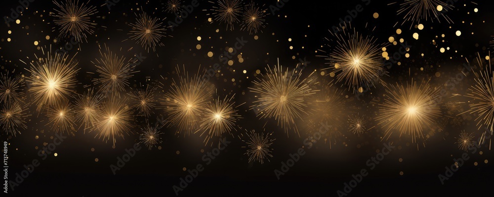 Abstract New Year background with space for text. Realistic fireworks isolated on dark background.  fireworks