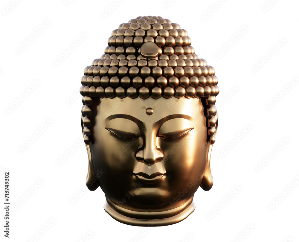 Buddha Sakyamuni (Head Only) 3d Render, 3d Illustration in white background Buddha Sakyamuni (Head Only) 3d Render, 3d Illustration in white background