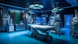 Landscape shot highlighting the advanced lighting systems in an operating theater.