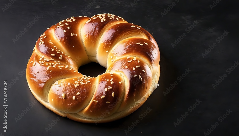 Single bagel on pimple dark background hd Single bagel on pimple dark background hd