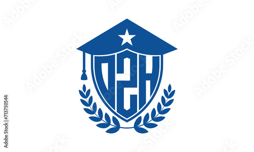 OZH three letter iconic academic logo design vector template. monogram, abstract, school, college, university, graduation cap symbol logo, shield, model, institute, educational, coaching canter, tech