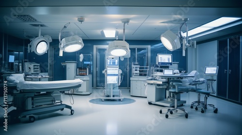Operating theater with a focus on environmental controls for temperature and humidity. .