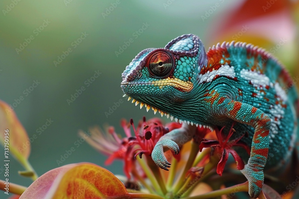 Chameleon on flower. Beautiful extreme close-up. Chameleon on flower. Beautiful extreme close-up.