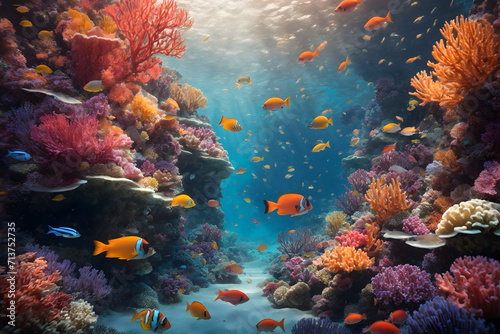 The symphony of coral reefs and colorful fishes