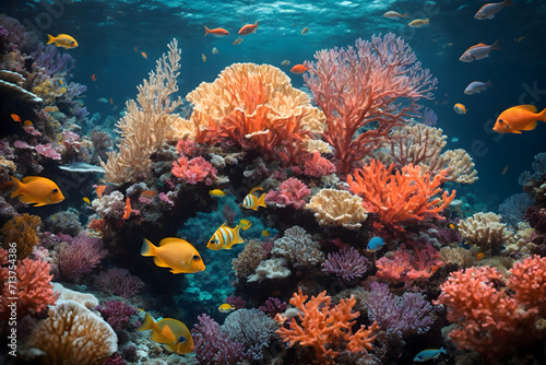 Symphony of under water coral reefs and colorful fishes © AungThurein