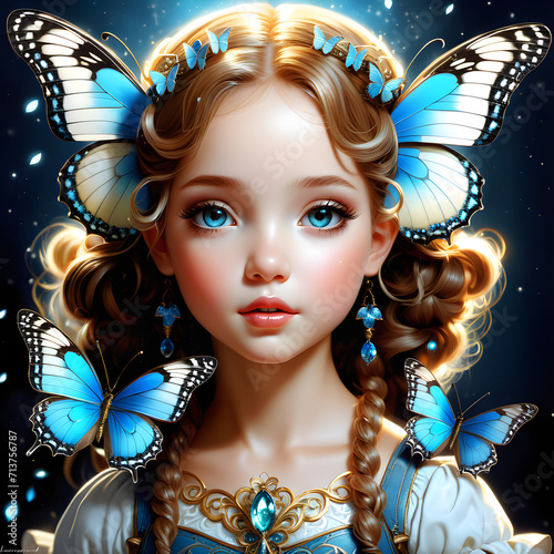 Imagine a truly extraordinary sight: a surrealistic biomechanical butterfly swirling through the air, its iridescent wings shimmering in dazzling colors. This dreamlike creature dances effortlessly, d