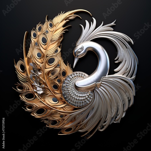 Metal peacock symbol, best for 3D Printed Models. generative AI