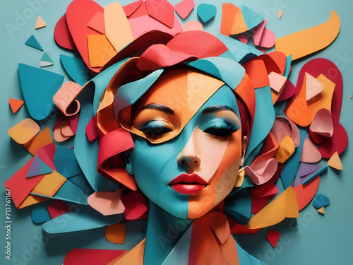 colorful block artistic woman's face  © Aruna