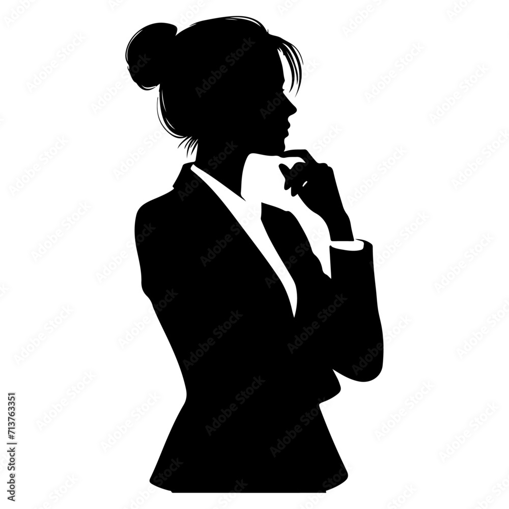 woman in suit thinking pose vector silhouette woman in suit thinking pose vector silhouette