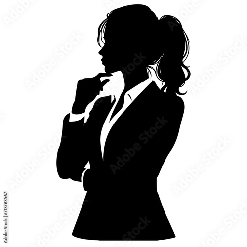 woman in suit thinking pose vector silhouette