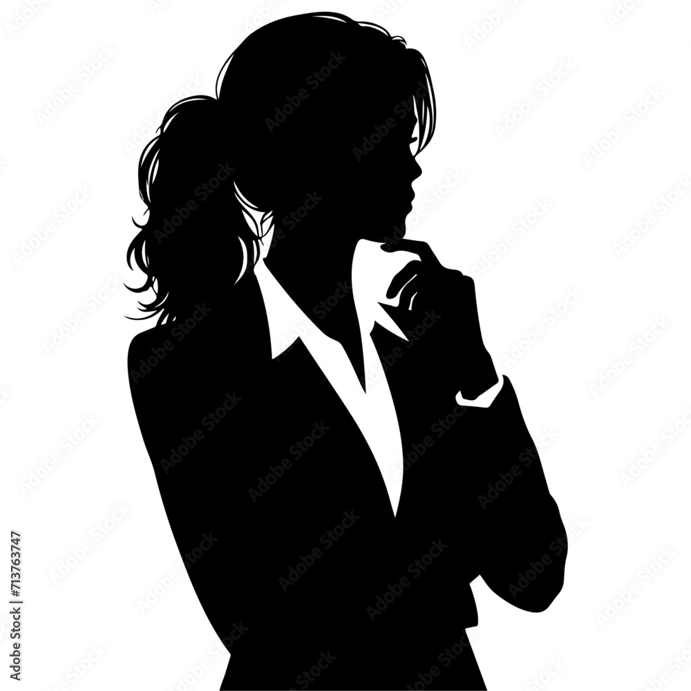 woman in suit thinking pose vector silhouette woman in suit thinking pose vector silhouette