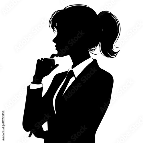 woman in suit thinking pose vector silhouette