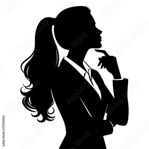 Wallpaper Mural woman in suit thinking Sitting on the chair pose vector silhouette Torontodigital.ca