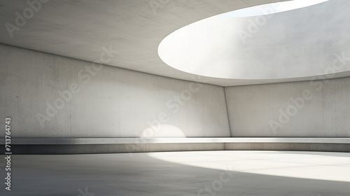 abstract architecture space interior with concrete wall in sunlight 3d rendering