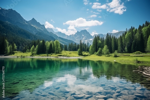 cool lake and mountain views